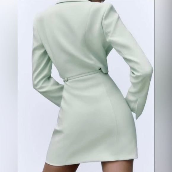 Mint green cut out blazer dress from zara brand NEW - Picture 4 of 7